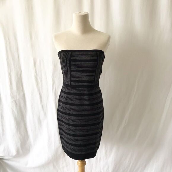 BCBG Maxazria strapless stripe bodycon Dress M - Picture 2 of 11